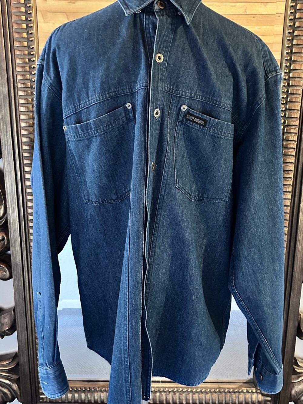 Harley-Davidson Indigo Blue Denim Button-Down Work Shirt
